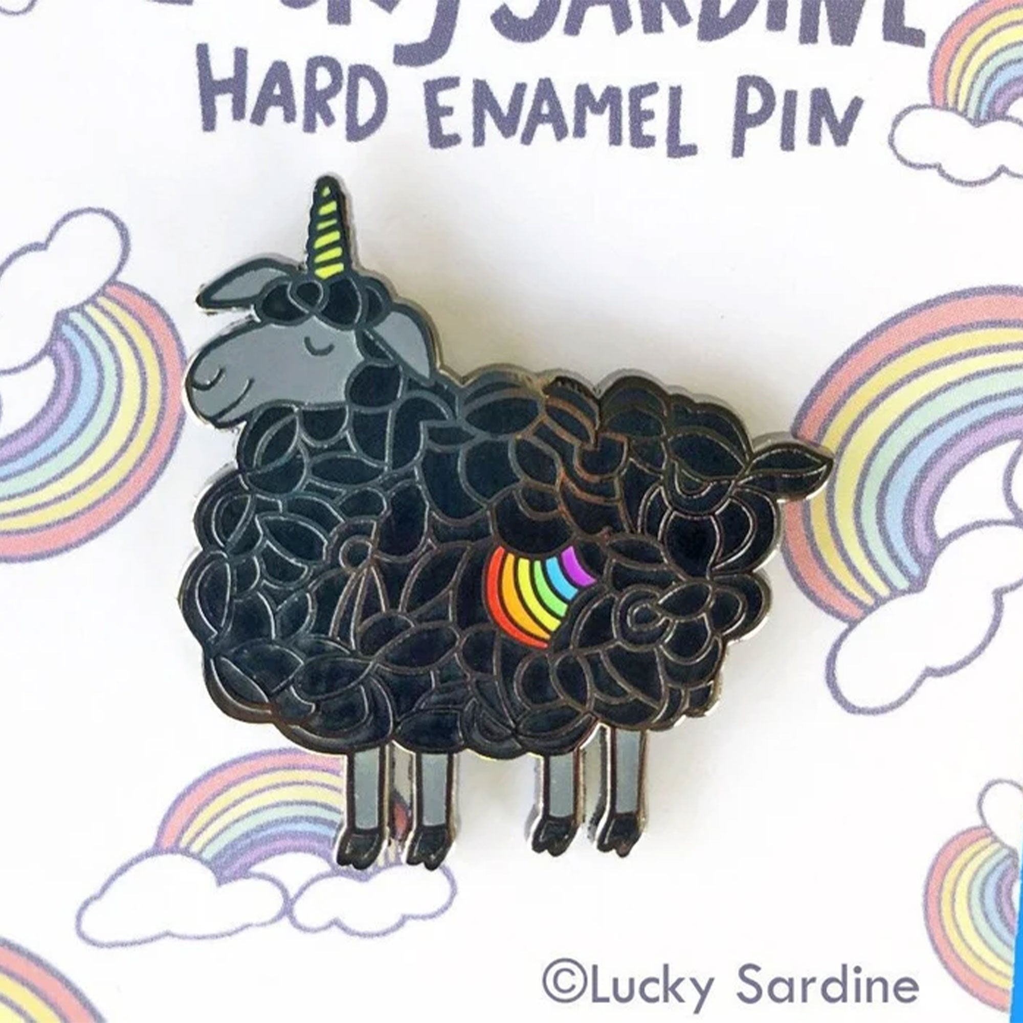 Lucky Sardine - Enchanting Black Sheep Unicorn Rainbow Enamel Pin