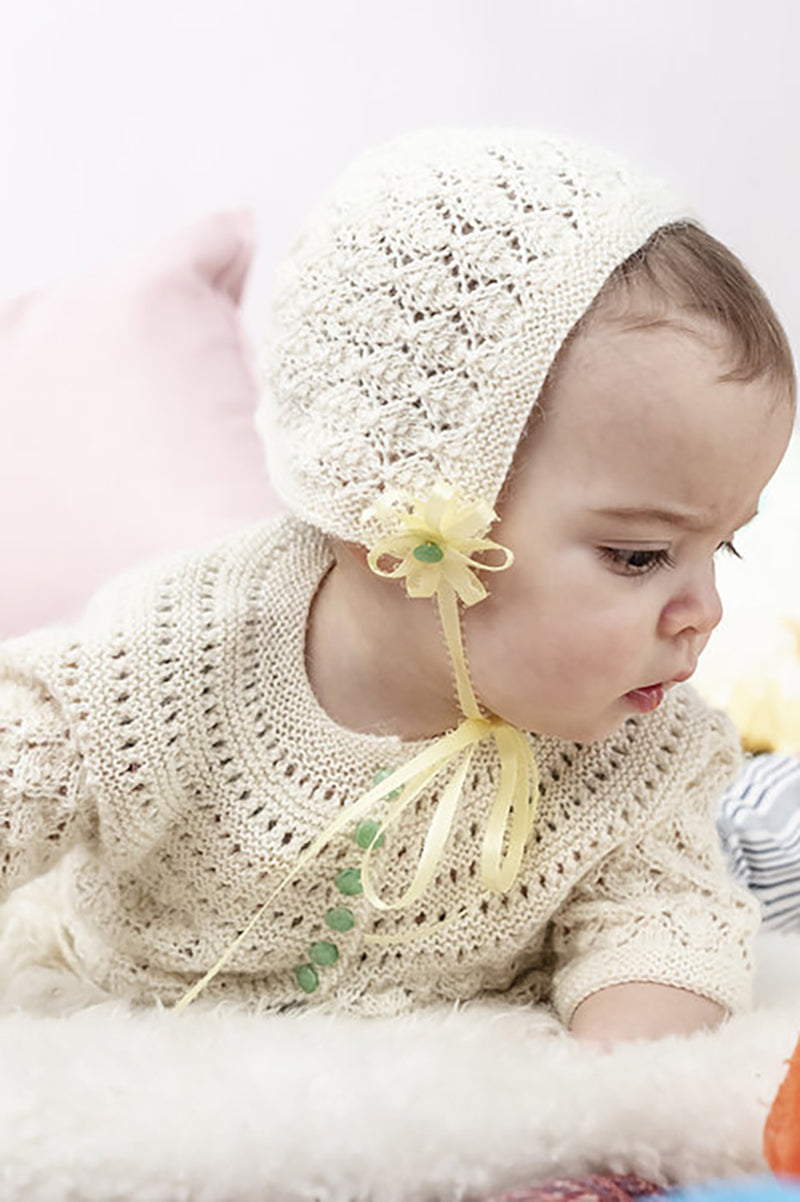 Kelbourne Woolens Lucille Vintage Inspired Baby Set Pattern - PDF Download for Newborn - 3 Months & 6 - 9 Months