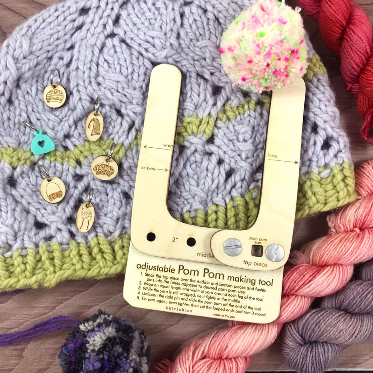 Katrinkles Premium Adjustable Pom Pom Making Tool - Ideal for Craft Enthusiasts