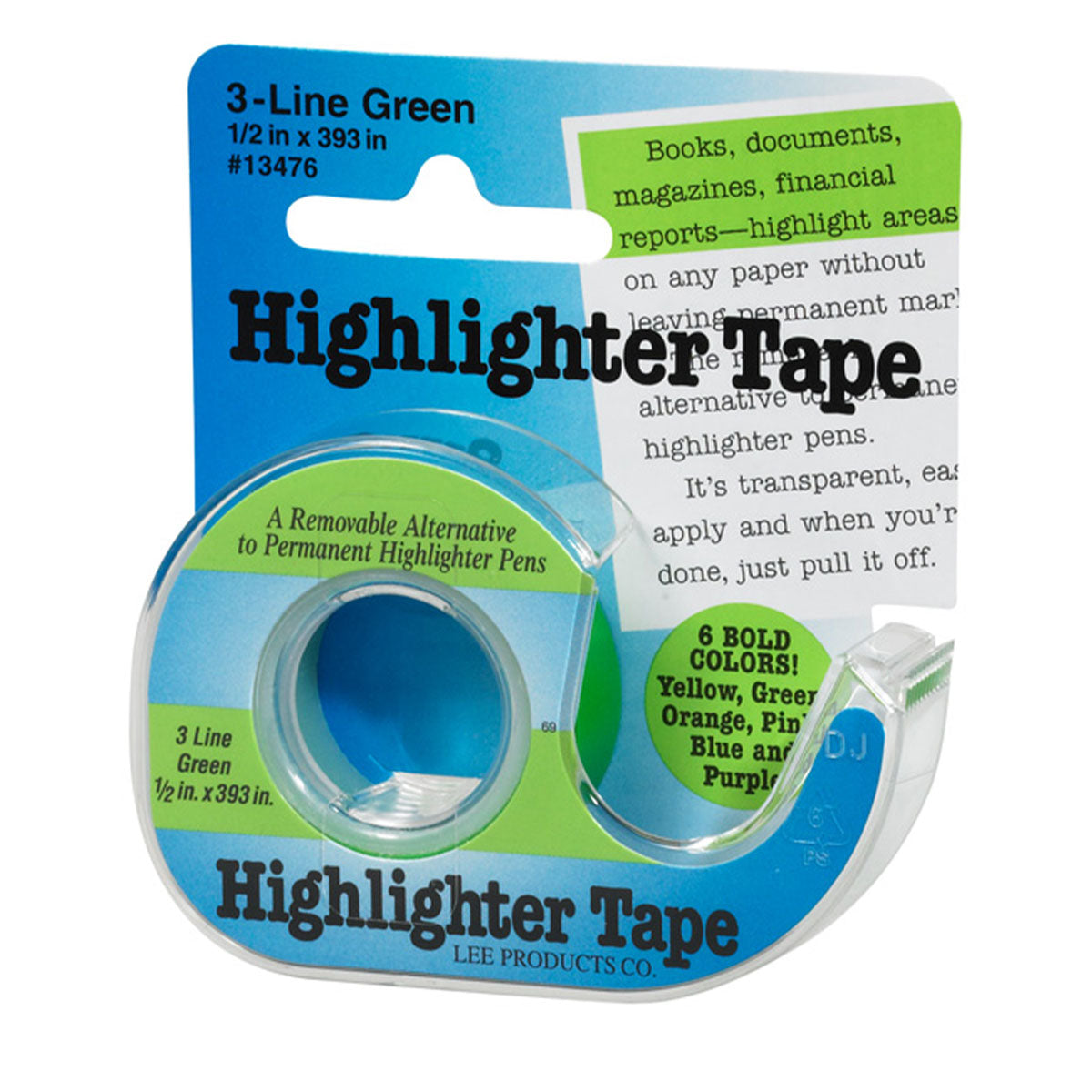 Lee Products Transparent Removable Green Highlighter Tape for Pattern Tracking