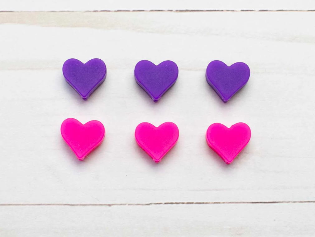 Fox & Pine Stitches Adorable Pink & Purple Hearts Stitch Stoppers/ Point Protector (Set of 6)
