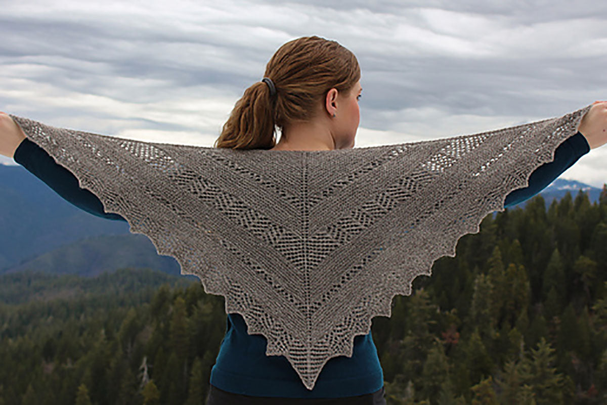Justine Chenel Designs - Cozy Arrowhead Lace Garter Shawl Pattern - PDF Download