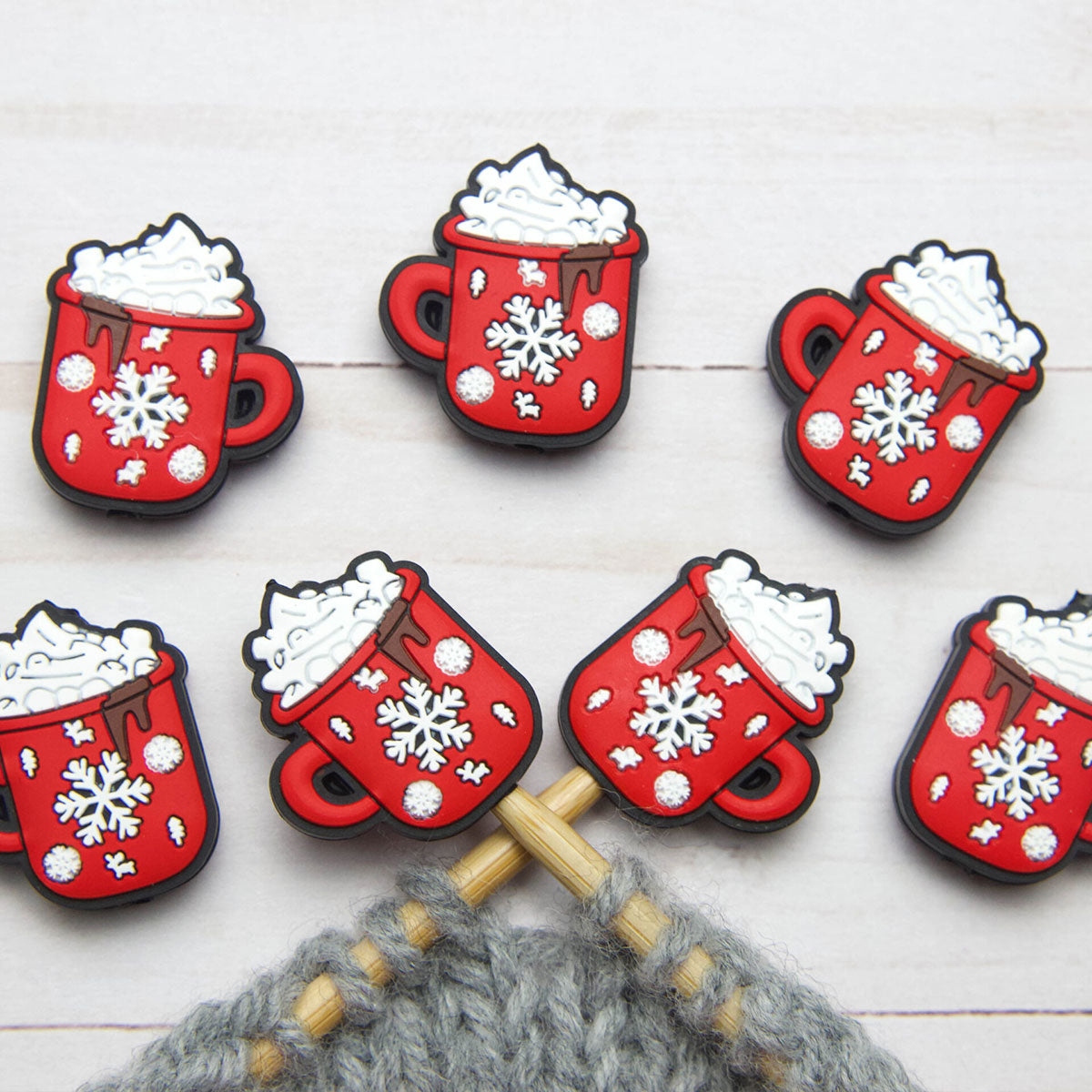 Fox & Pine Stitches Holiday Cocoa Stitch Stoppers - The Ultimate Point Protector for Knitters