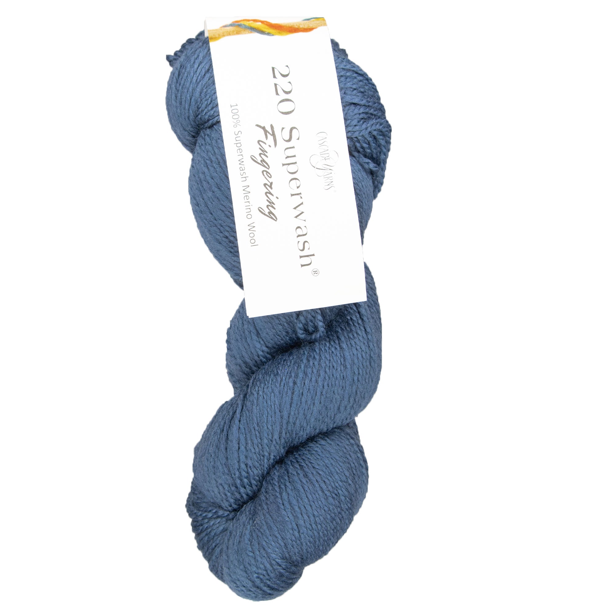 Cascade Yarns 220 Superwash Fingering Yarn - Stunning 52 Blue Indigo for Delicate Knits