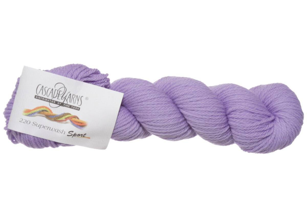 Cascade Yarns 220 Superwash Sport Yarn in 0221 Pale Lavender - Ideal for Non - Felting Projects
