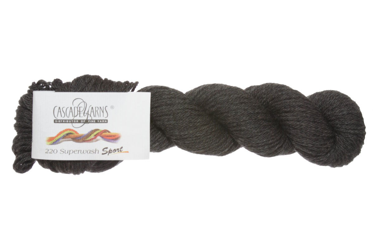 Cascade Yarns 220 Superwash Sport Yarn in Soft 0900 Charcoal - Ideal for Diverse Non - Felting Projects