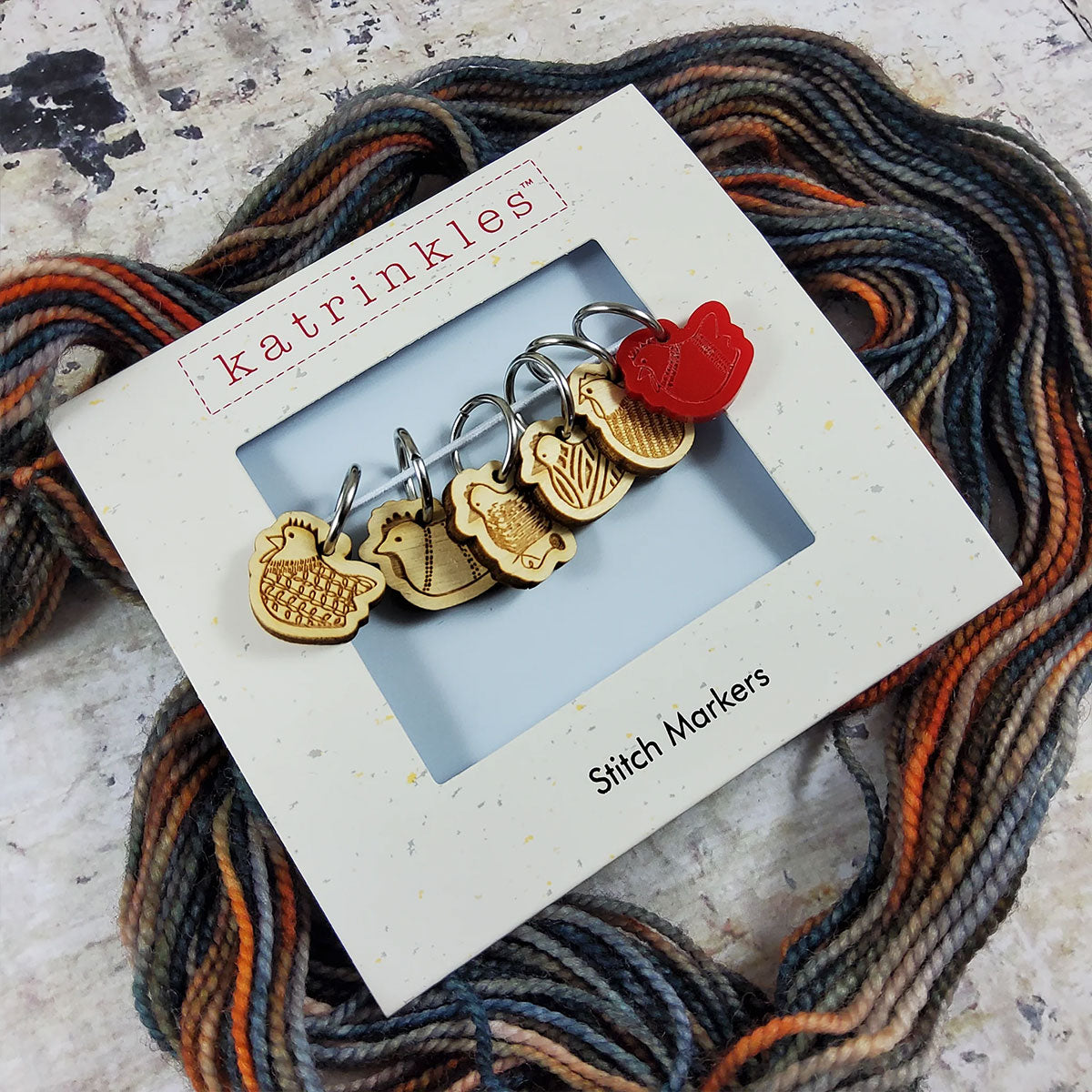 Katrinkles Colorful Stitch Markers - Yarn Chicken Stitch Marker Set with Diverse Designs