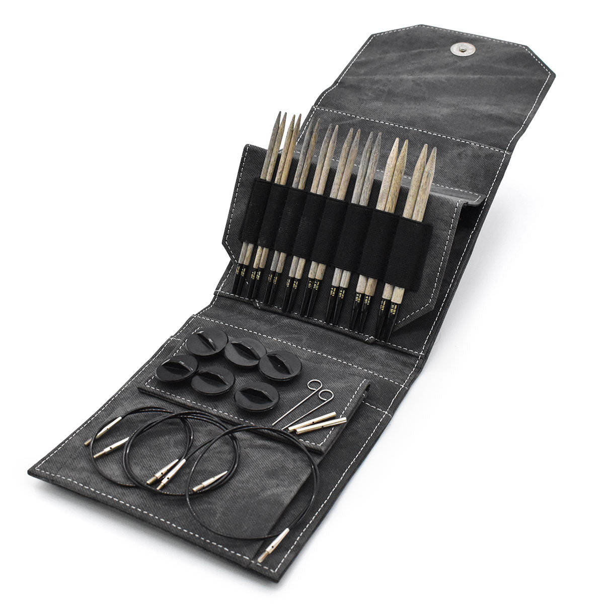 LYKKE Crafts Premium Birchwood Starter Interchangeable Needle Sets - Driftwood - 5 Colorful Tips in US Sizes 3 - 10