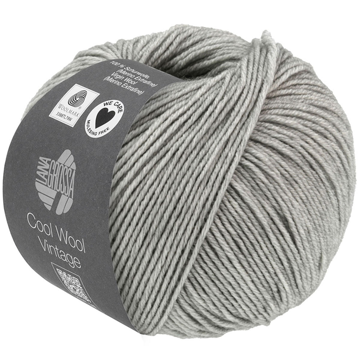 Lana Grossa Cool Wool Vintage Yarn - 7369 Light Grey: Ideal for Cozy Creations