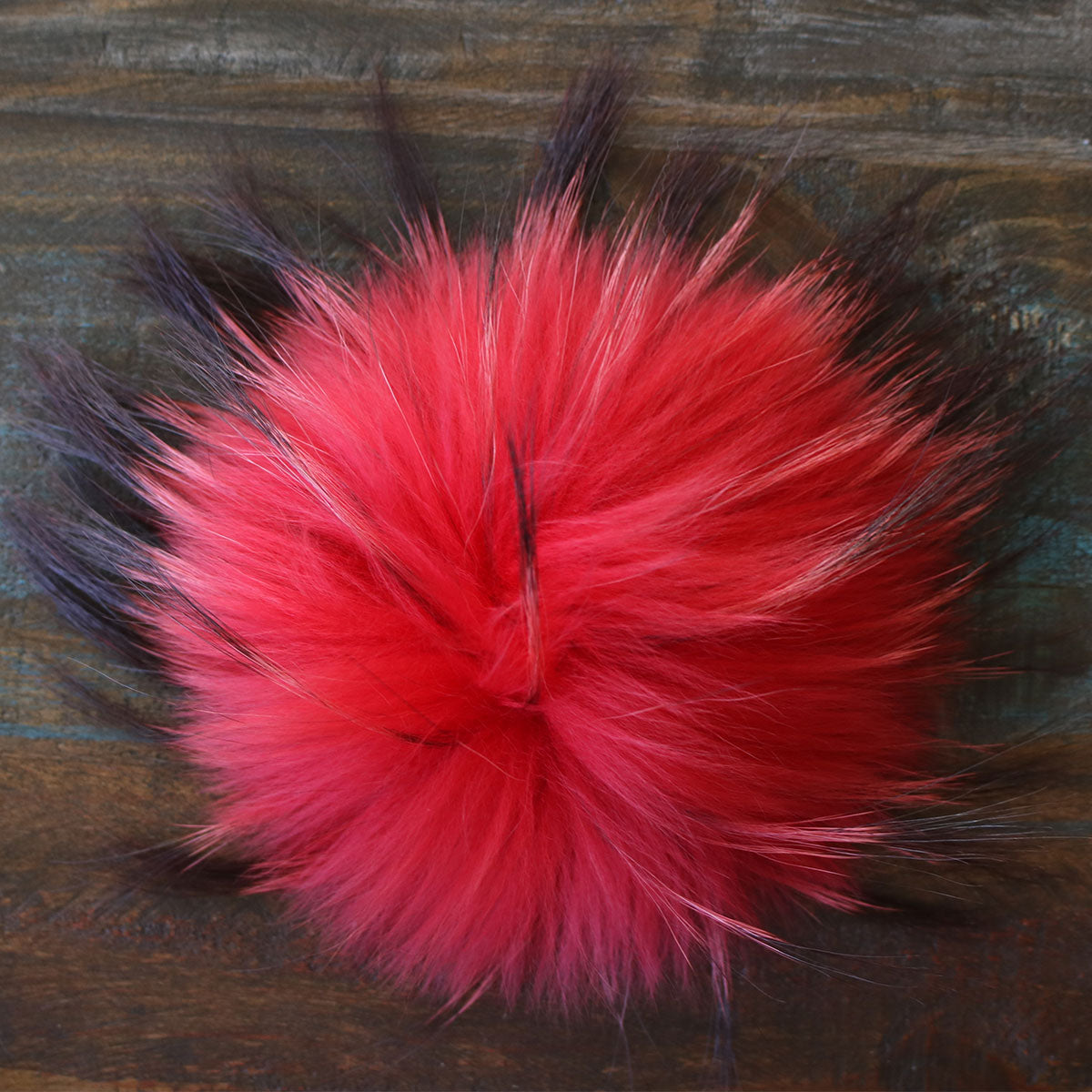 Jimmy Beans Wool Real Fur Red Pom Poms with Snap (6 Pack)