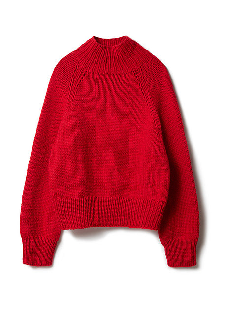 Lana Grossa Classici 27 Patterns - 40 Stand - Up Collar Pullover in Cool Merino Big Red - PDF Download