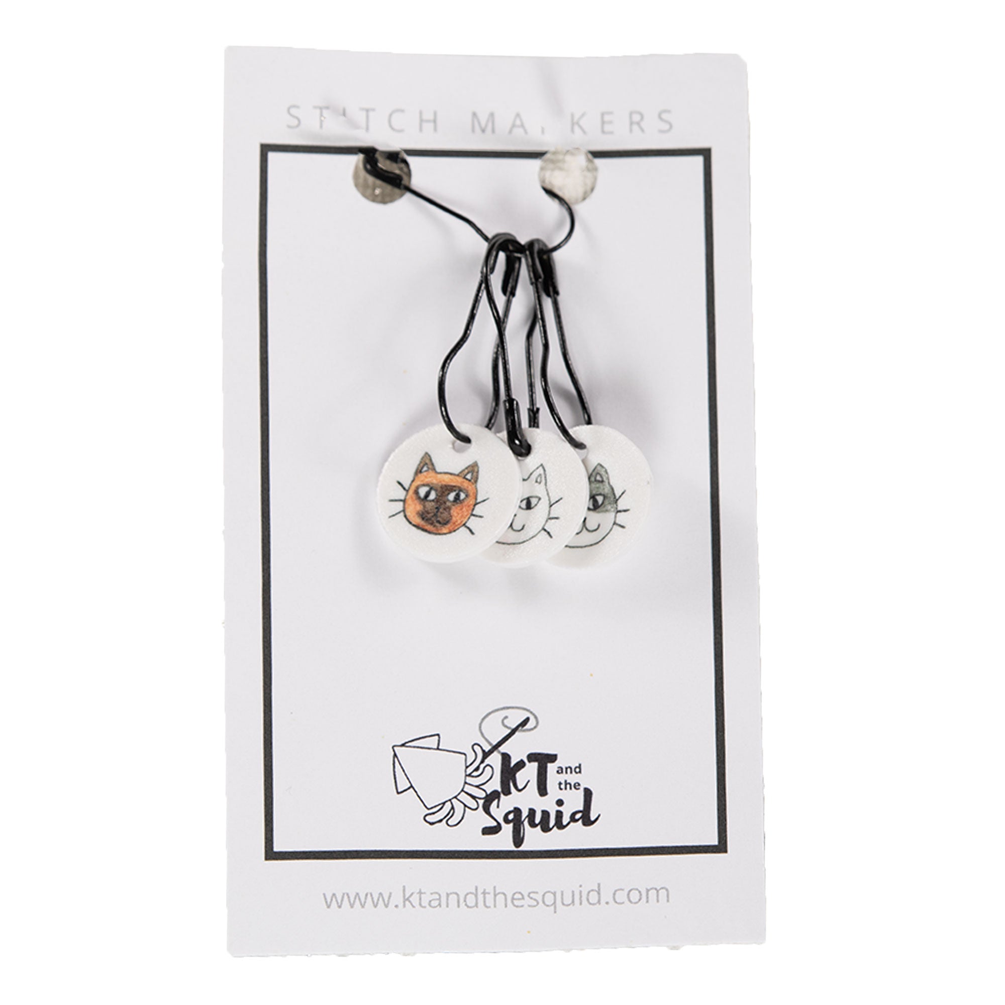 KT and the Squid Handmade Acrylic Cat Stitch Markers for Crochet and Knitting