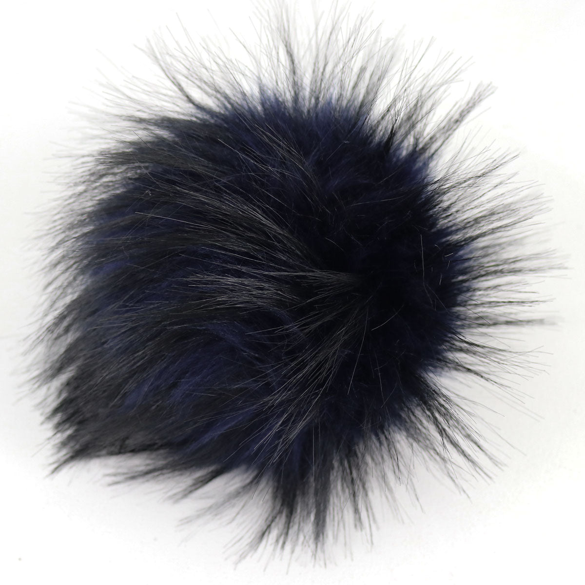 Jimmy Beans Wool Premium Faux Fur Pom Poms with Brass Snap - Dark Blue