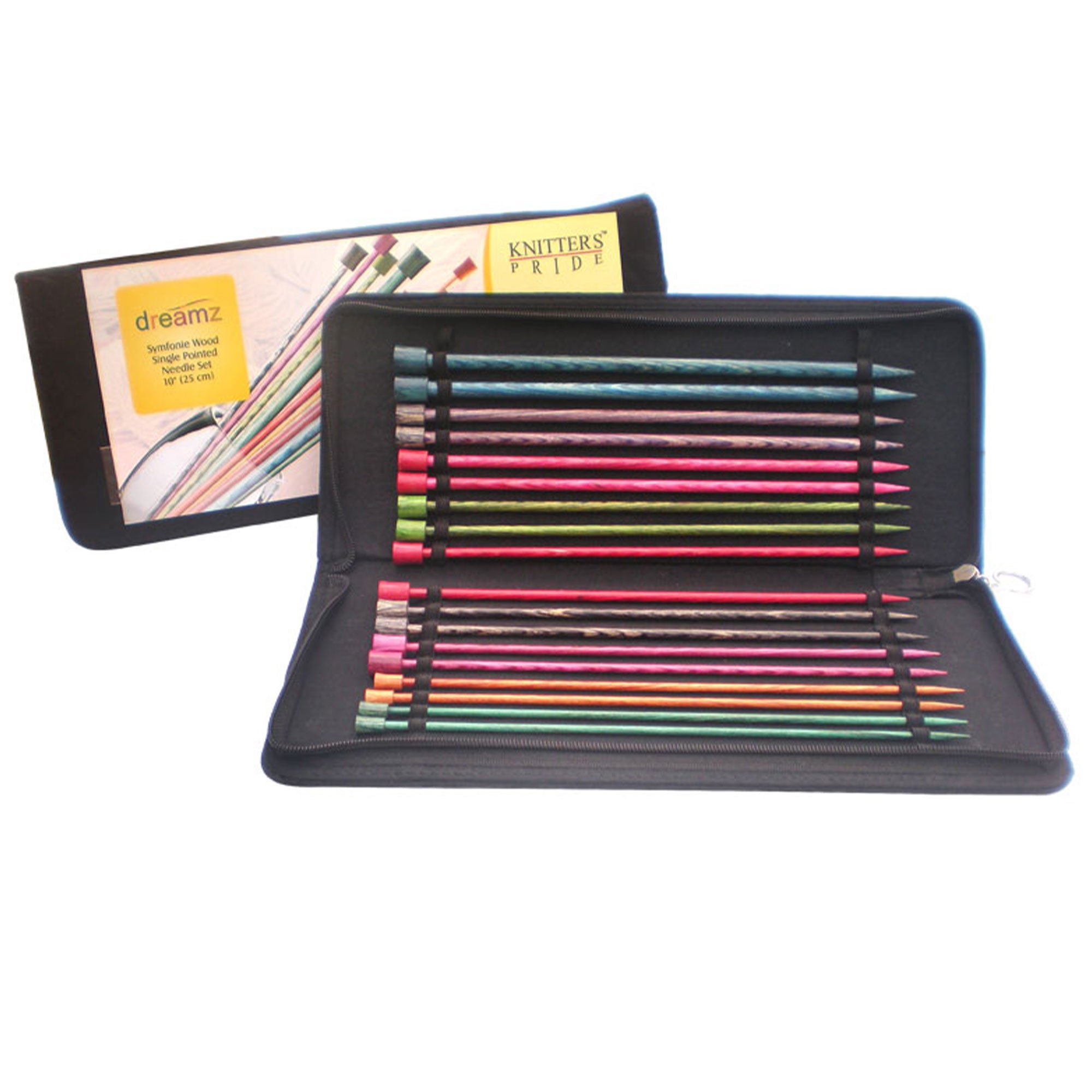 KnitPro Dreamz Single Point 10 Needle Set - Premium Knitting Needles with 9 Pairs in Black Jacquard Case