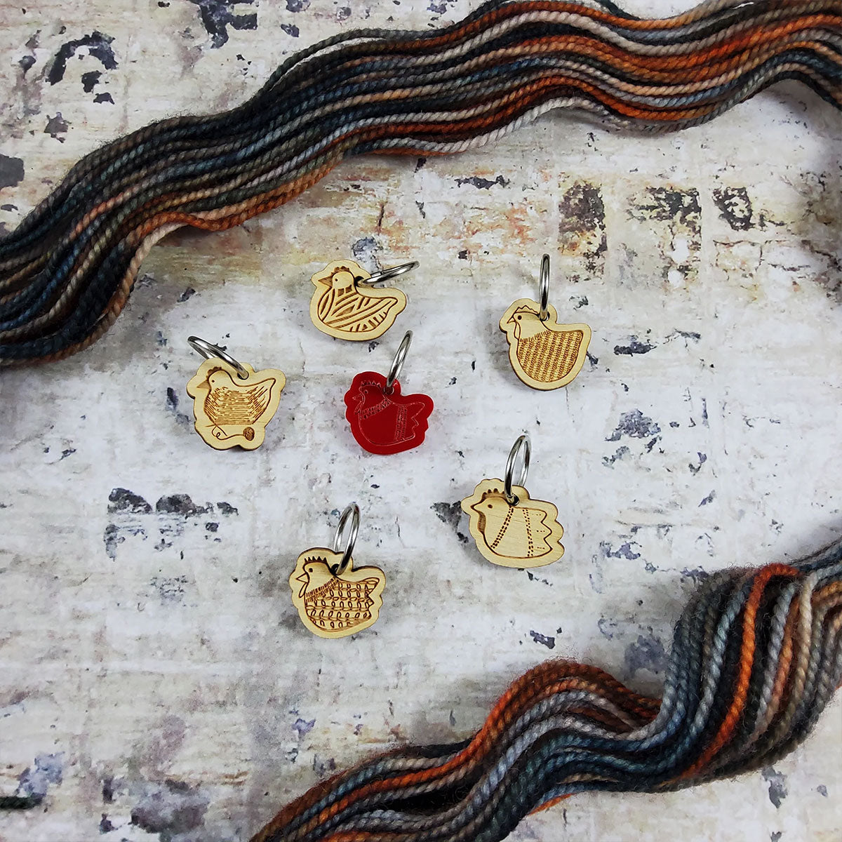 Katrinkles Colorful Stitch Markers - Yarn Chicken Stitch Marker Set with Diverse Designs