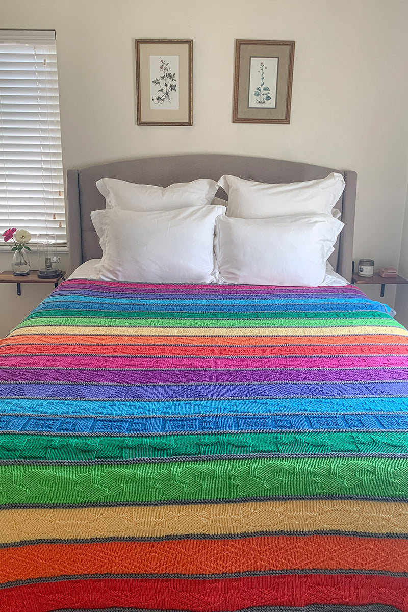 Jimmy Beans Wool Exclusive PDF Patterns - Cascading Rainbows Colorful Blanket