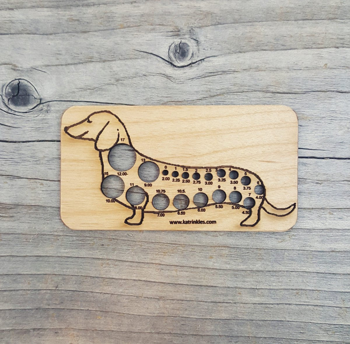 Katrinkles Handmade Dachshund - Shaped Animal Knitting Needle Gauge for Precise Needle Measurement