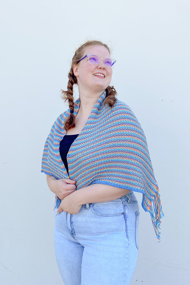 Cascade Colorful Slip Stitch Wrap Knitting Kit for All-Year Wear