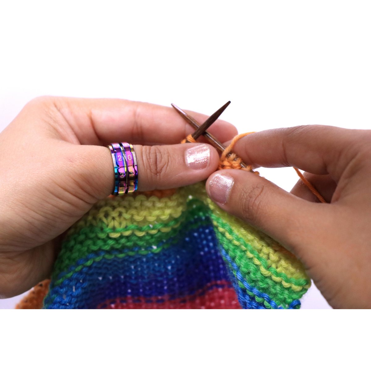 KnitPro Rainbow Row Counter Ring - Size 7 - Ideal for Knitters and Crocheters