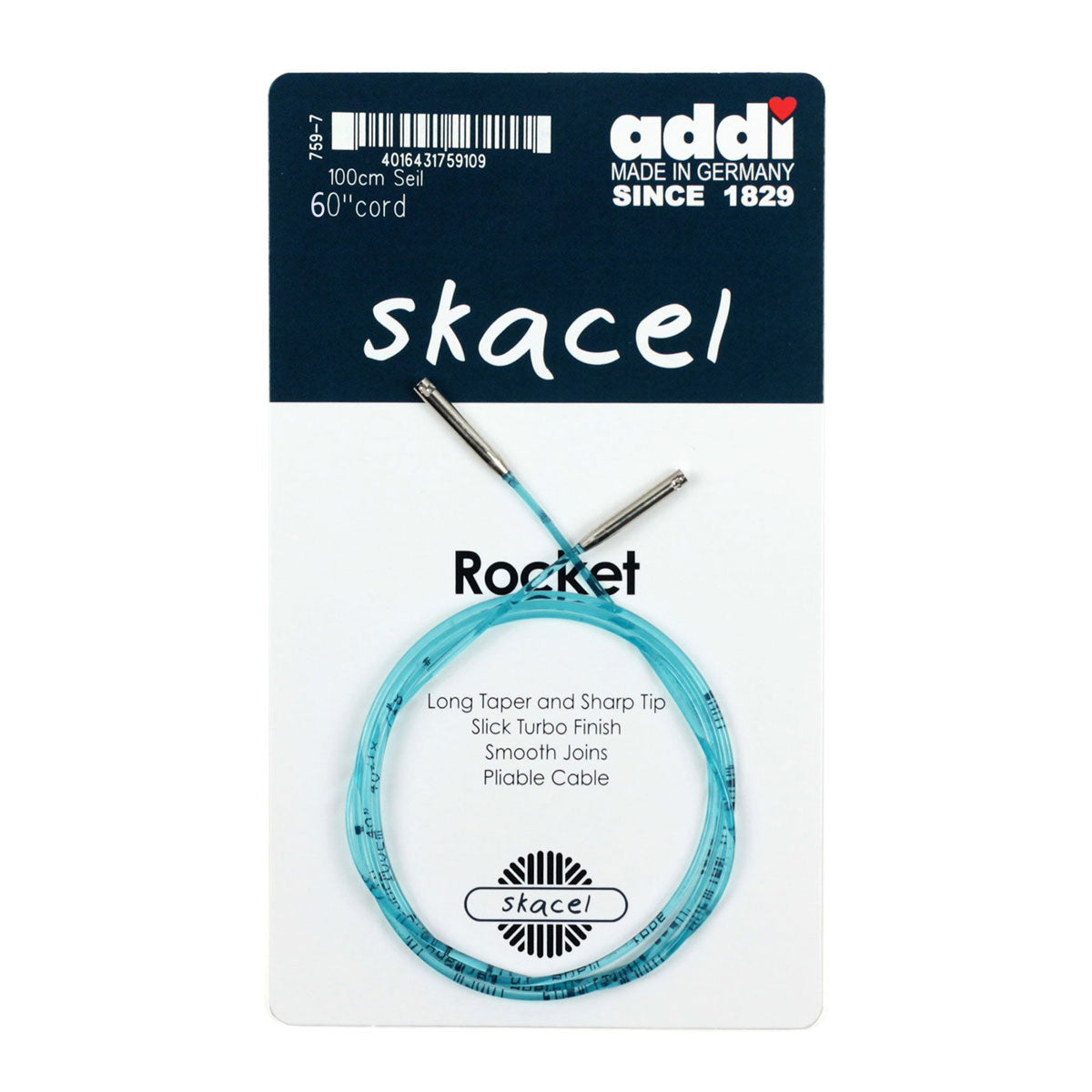 addi Click Cords - Premium Long Cord (60 inches) for Seamless Knitting