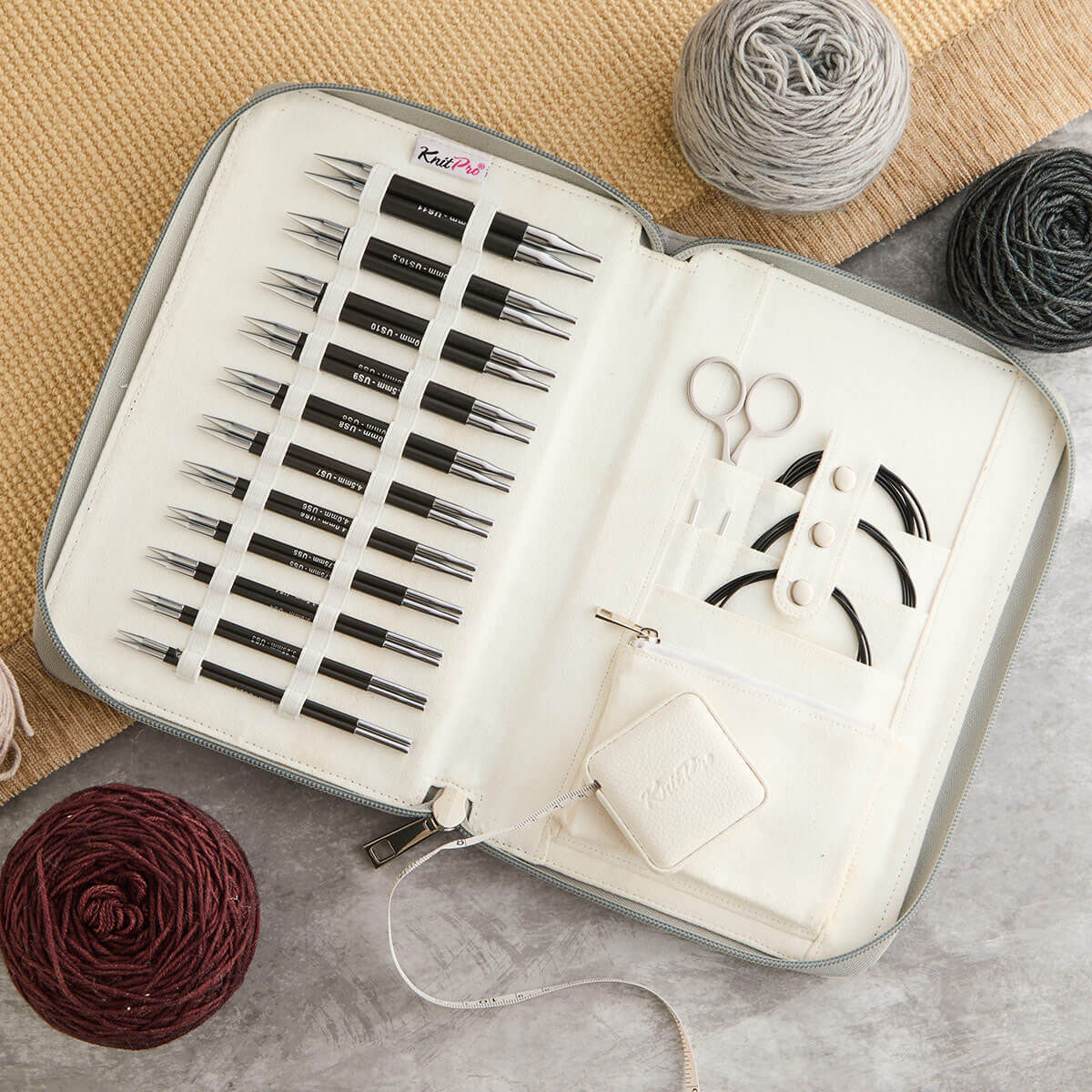 KnitPro Karbonz Regal Interchangeable Needle Set - 5', Premium Carbon Fiber Knitting Set