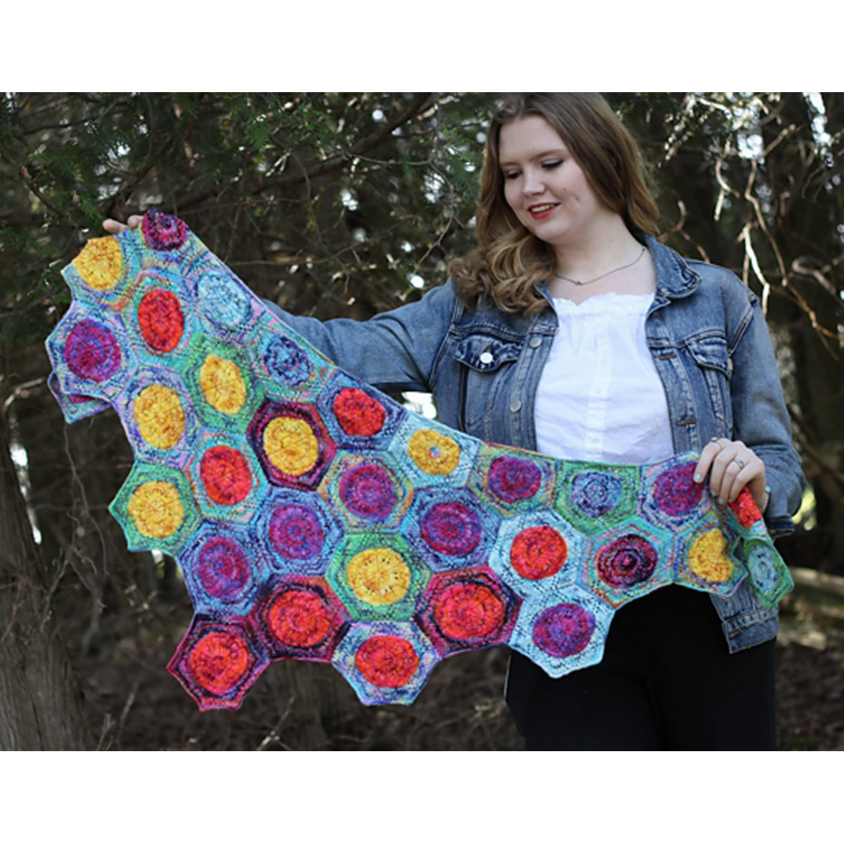 Koigu Pencil Box Patterns - Tropical Tickle Colorful Shawl PDF Download