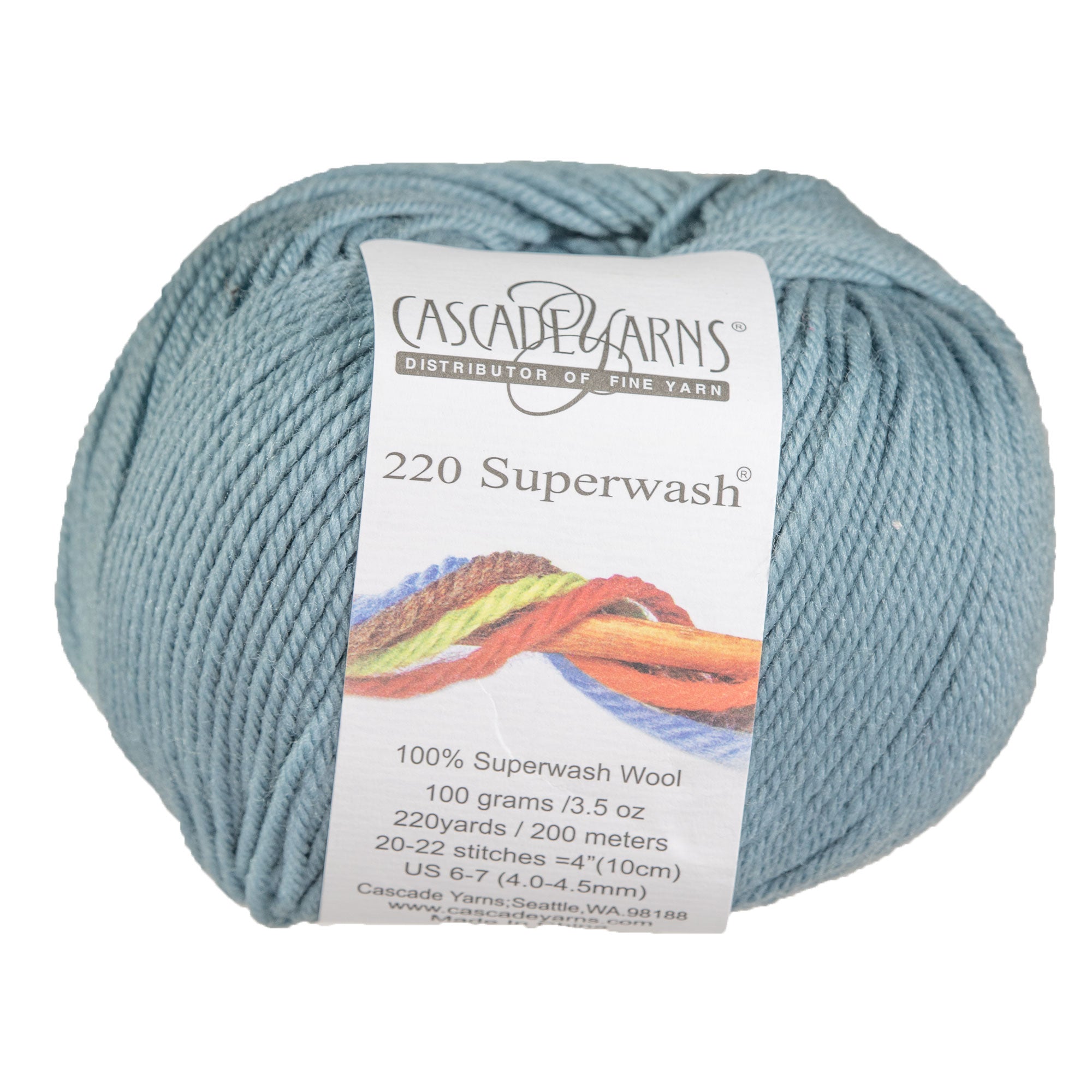Cascade Yarns 220 Superwash Yarn - 0204 Smoke Blue - Machine Washable Peruvian Highland Wool for Knitting & Crocheting