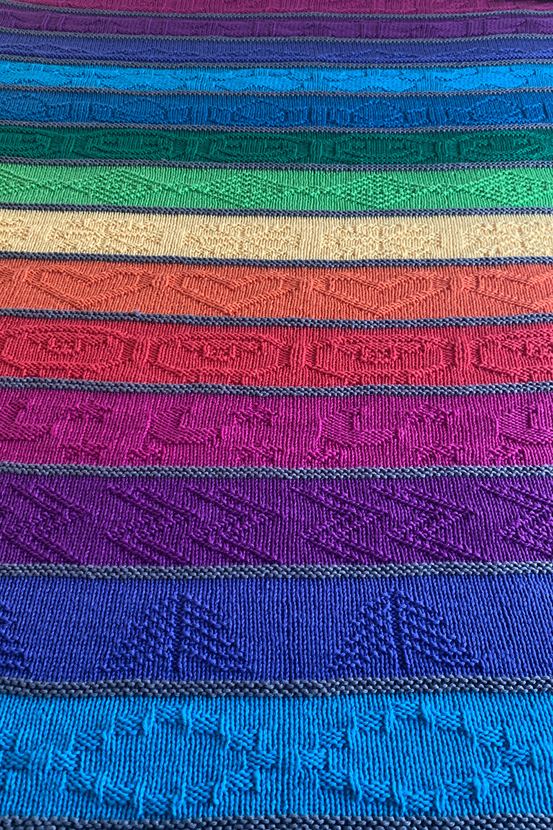 Jimmy Beans Wool Exclusive PDF Patterns - Cascading Rainbows Colorful Blanket