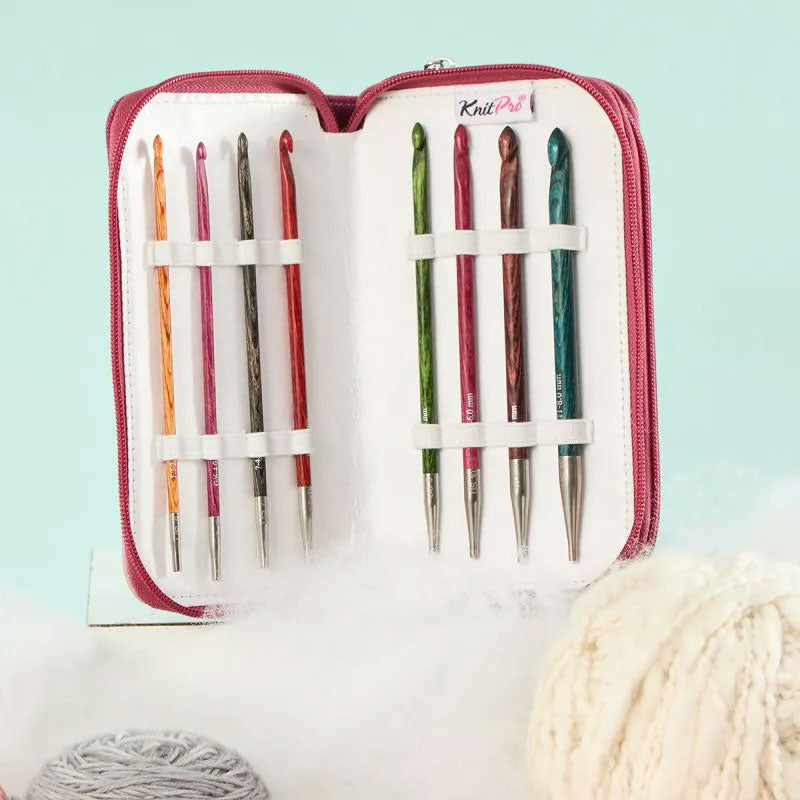 KnitPro Dreamz Deluxe Tunisian Crochet Hook Set with 8 Interchangeable Hooks in Various US Sizes