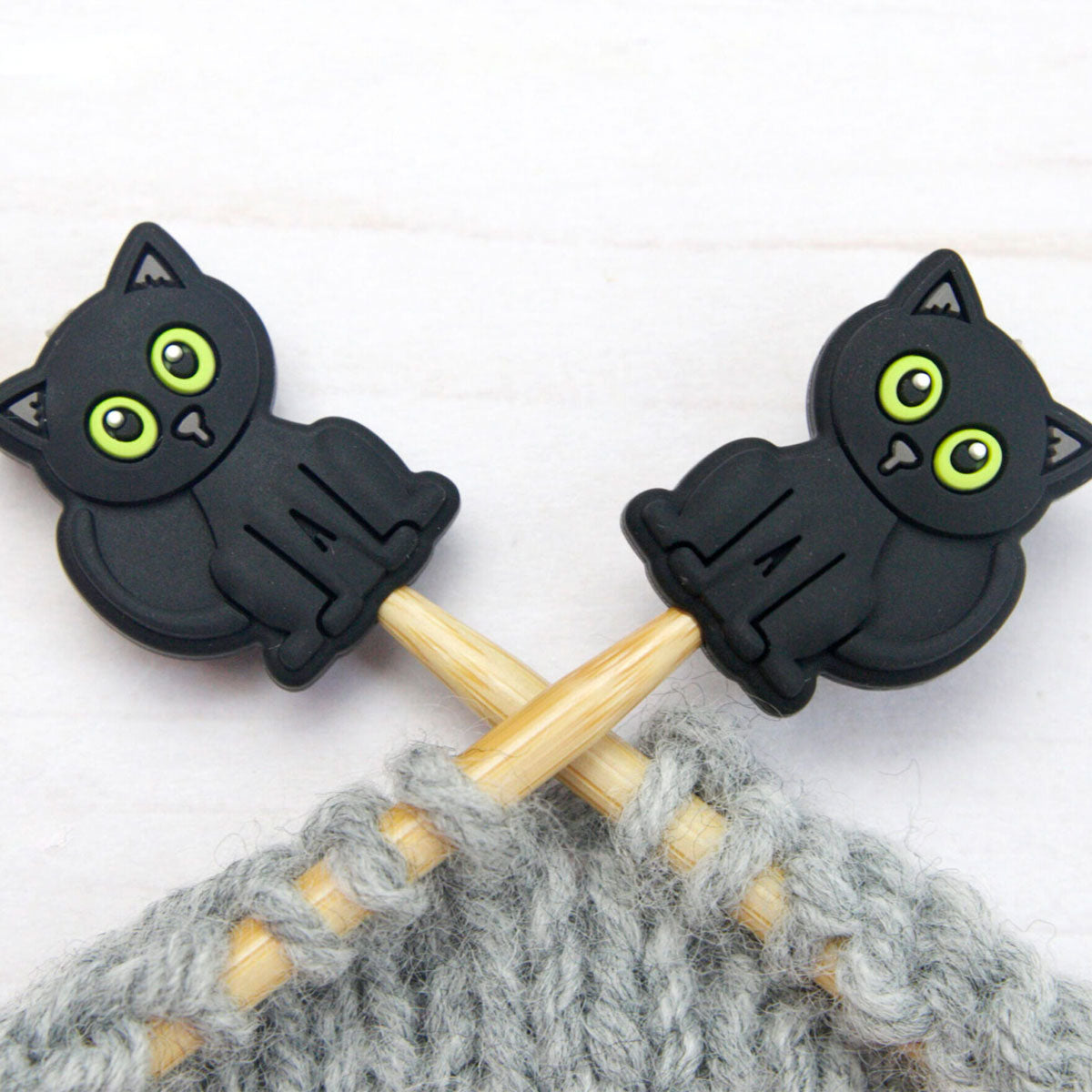 Fox & Pine Stitches Adorable Black Cat Stitch Stoppers/Point Protectors