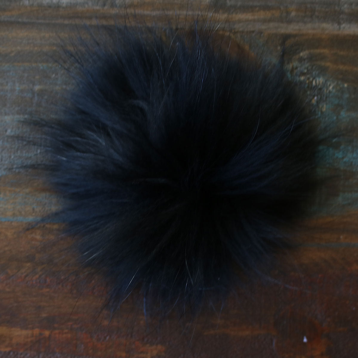 Jimmy Beans Wool Premium Real Fur Pom Poms - Black - Snap (6 Pack)