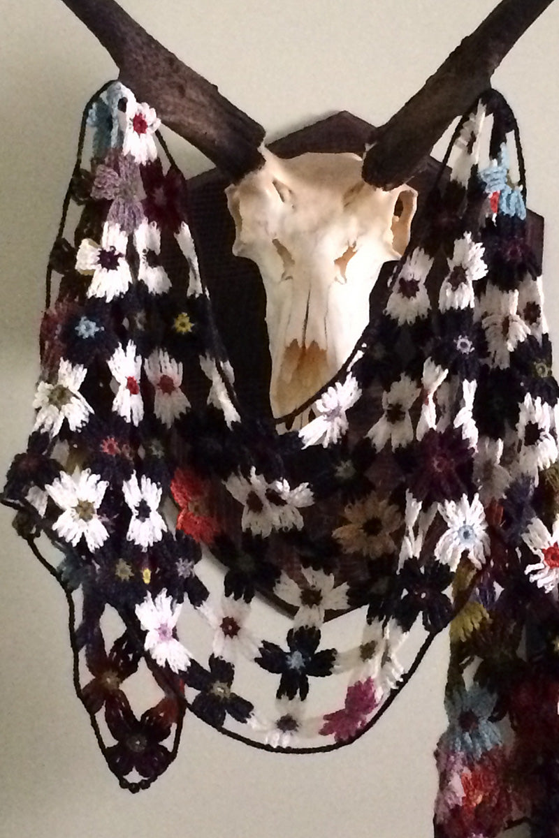 Madelinetosh Florescence Crocheted Scarf Kit with Tosh Merino Light and Unicorn Tails Yarn