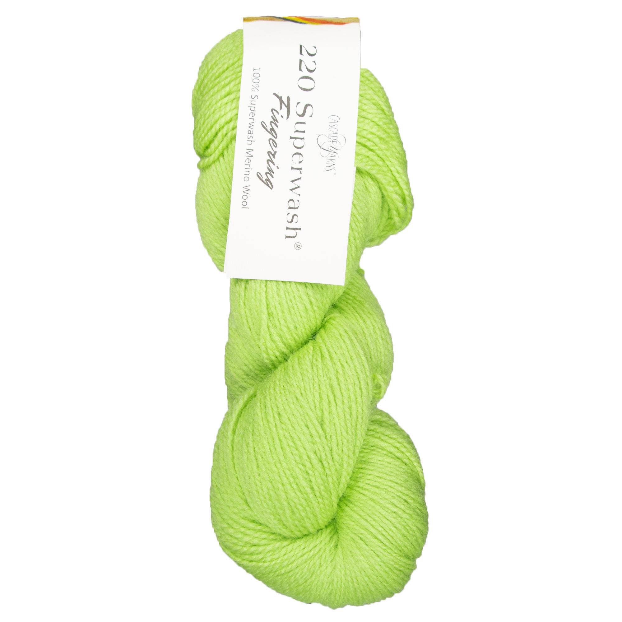 Cascade Yarns 220 Superwash Fingering Yarn in Vibrant 13 Lime - Ideal for Fall/Winter Knits