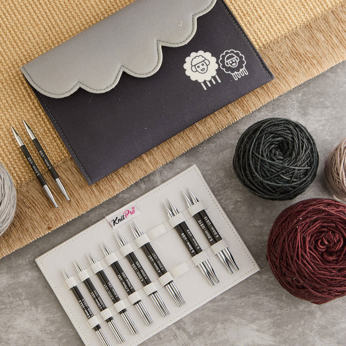 KnitPro Karbonz Interchangeable Deluxe Special 4 Set - Premium Carbon Fiber Knitting Needles