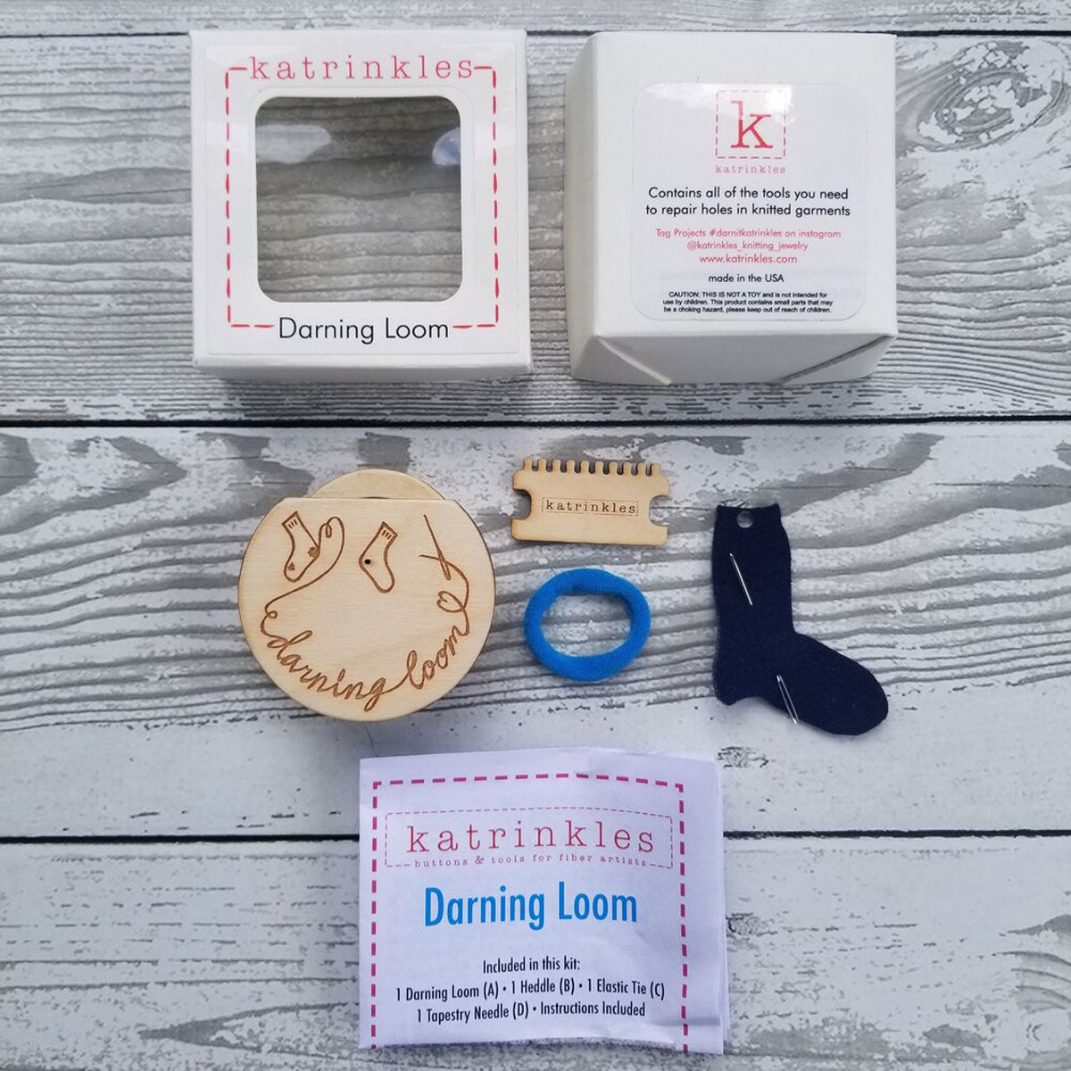 Original Katrinkles Darning and Mending Loom Kit - Ideal for Fixing Garments and Socks
