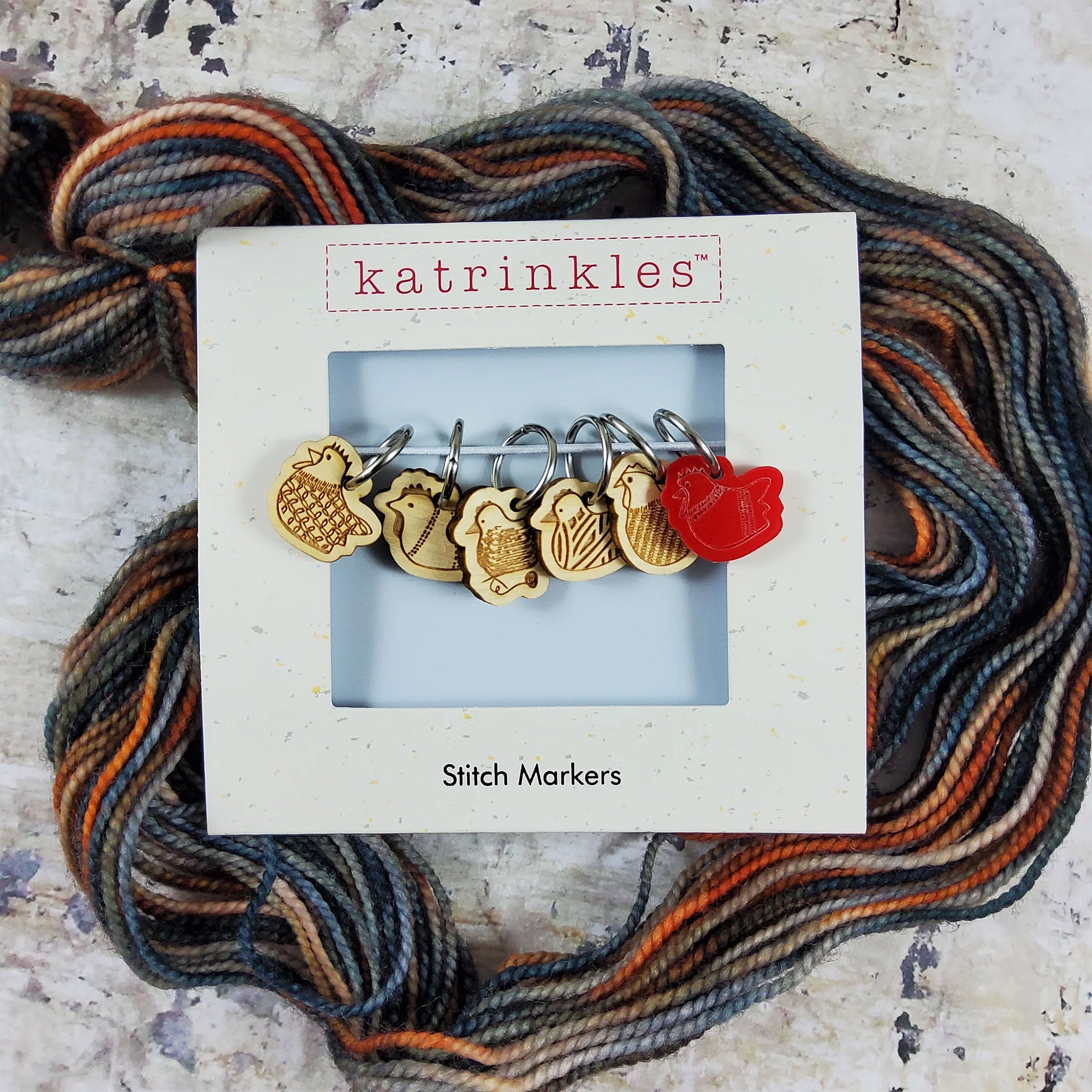 Katrinkles Colorful Stitch Markers - Yarn Chicken Stitch Marker Set with Diverse Designs
