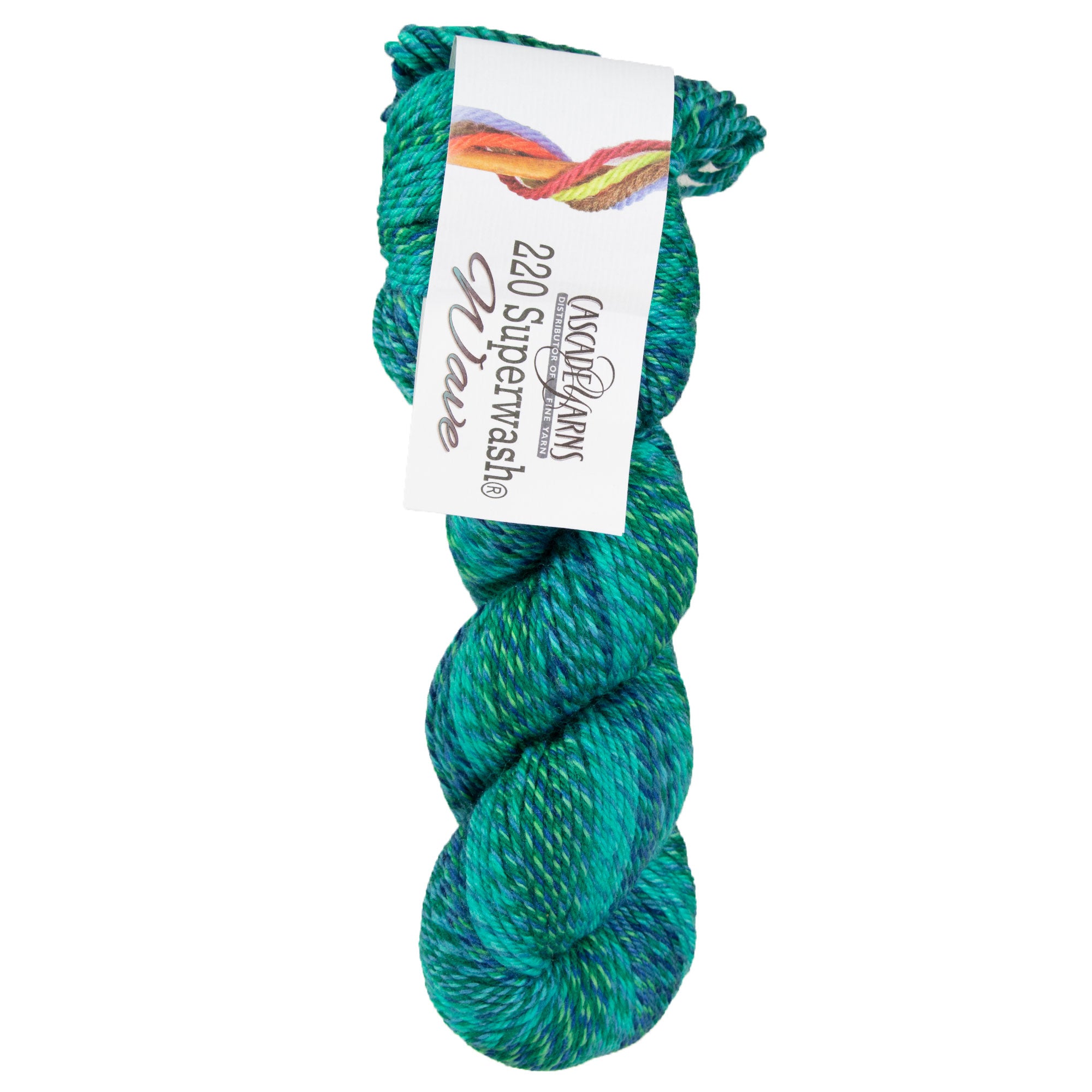 Cascade Yarns 220 Superwash Wave DK Weight Yarn - 105 Blue Green with Stunning Color Shift