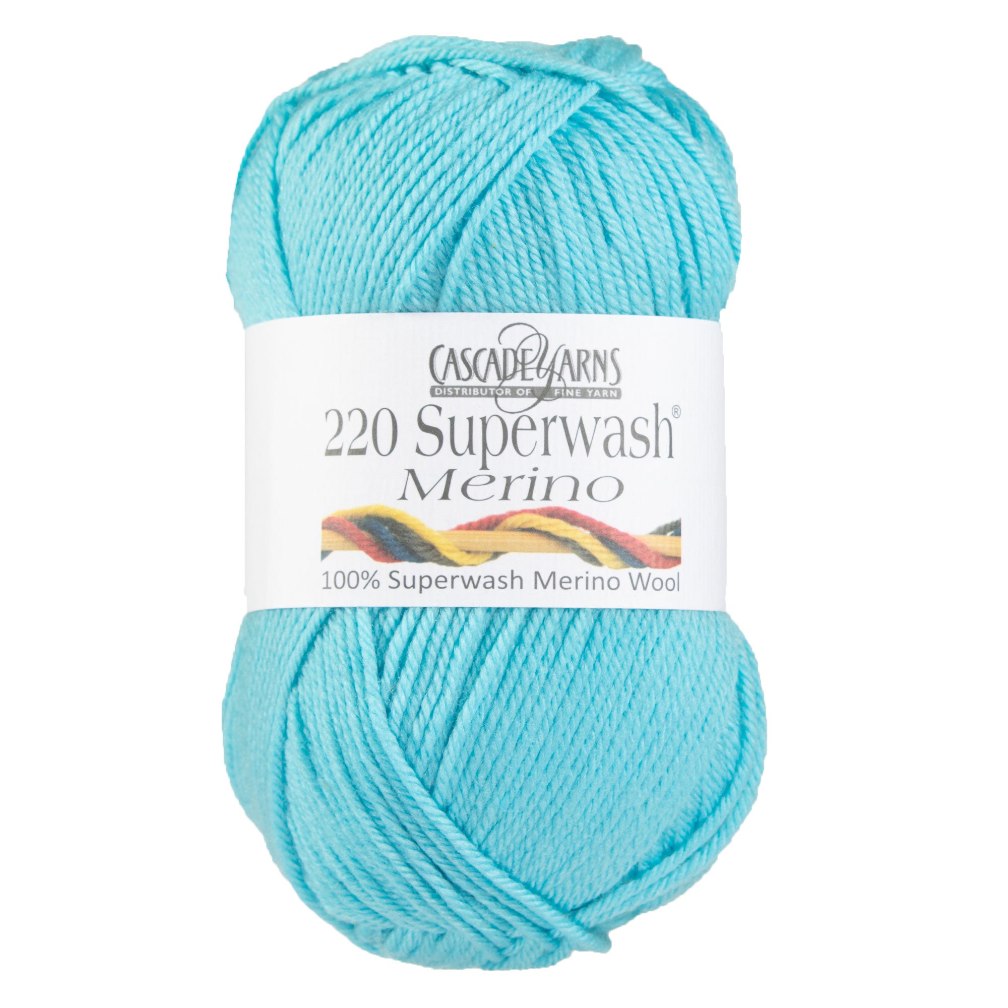 Cascade Yarns 220 Superwash Merino Yarn - Machine Washable 100g Hank in 036 Aqua