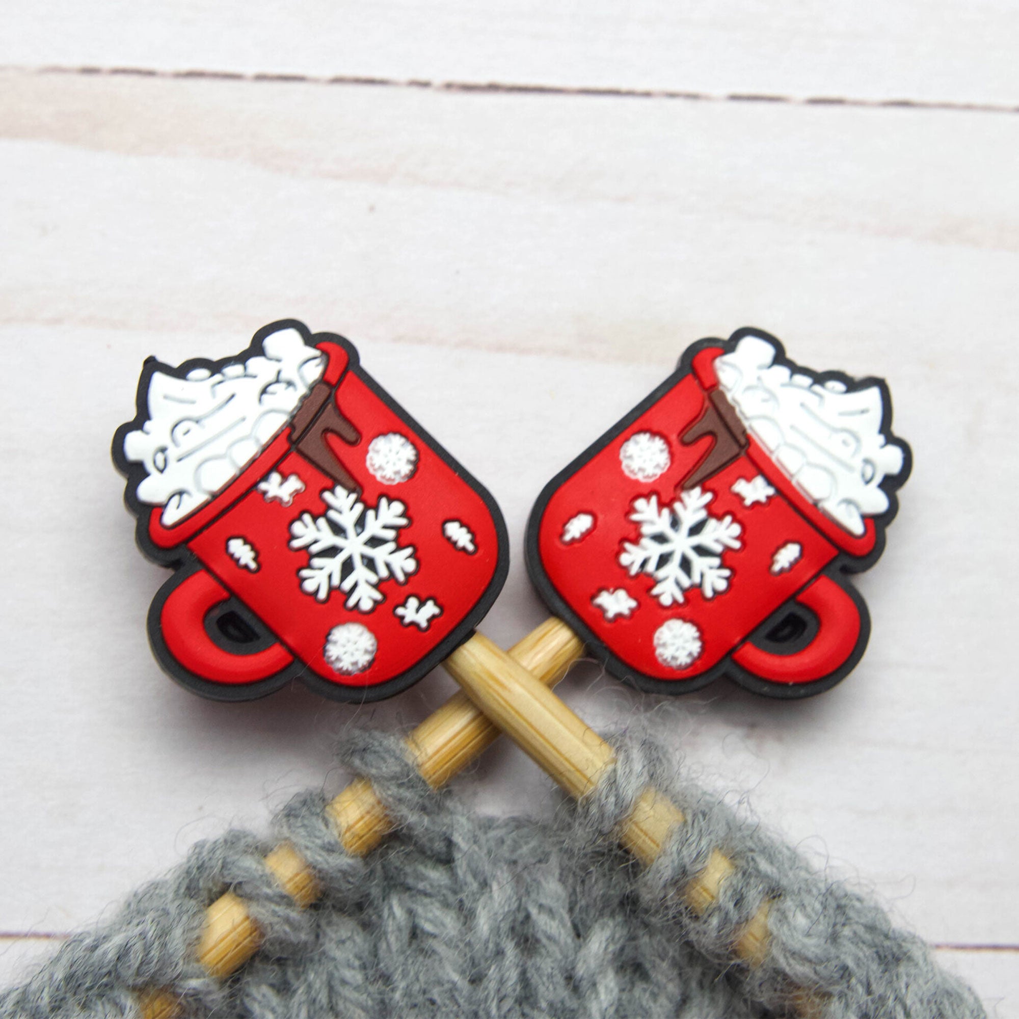 Fox & Pine Stitches Holiday Cocoa Stitch Stoppers - The Ultimate Point Protector for Knitters