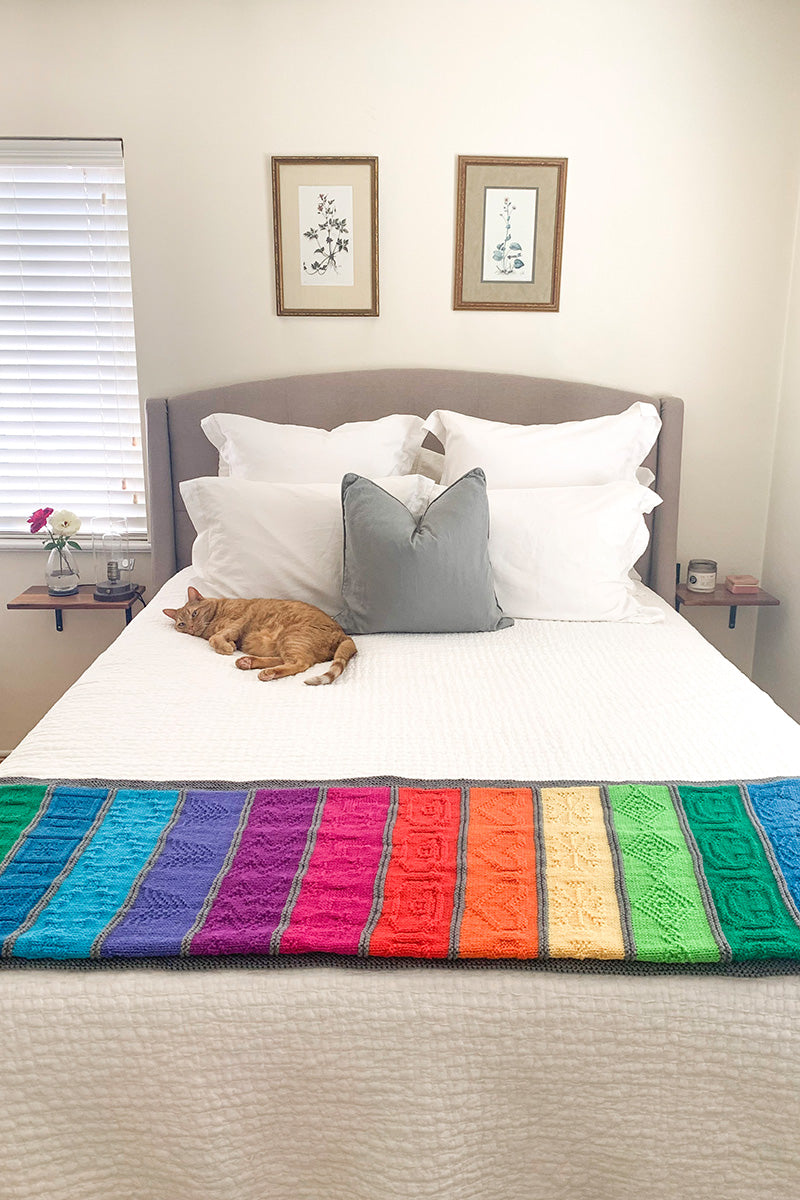Jimmy Beans Wool Exclusive PDF Patterns - Cascading Rainbows Colorful Blanket