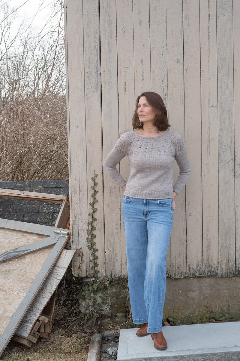 Berroco Fall 2022 Collection Patterns - Plein Air Pullover PDF Download - Colorworked or Lace Yoke Options