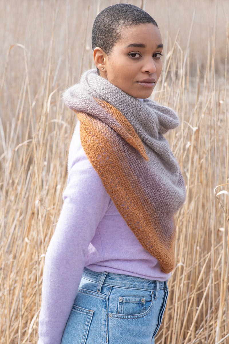 Berroco Aerial + Aerial Color Patterns - Kiania Shawl PDF Download - Stunning Mohair Ombre Gradient