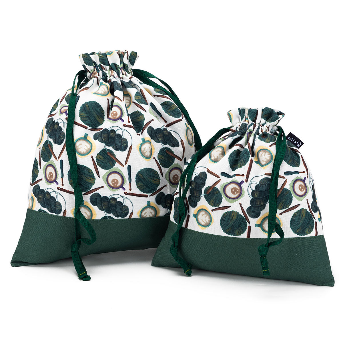della Q Small Eden Project Bag 115-1 - Stunning Fabric Print Collection in Coffee and Yarn Green