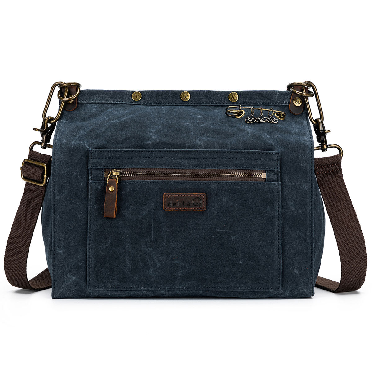 della Q Maker's Blue Canvas Rucksack - The Ultimate Multi - Functional Knitting Bag