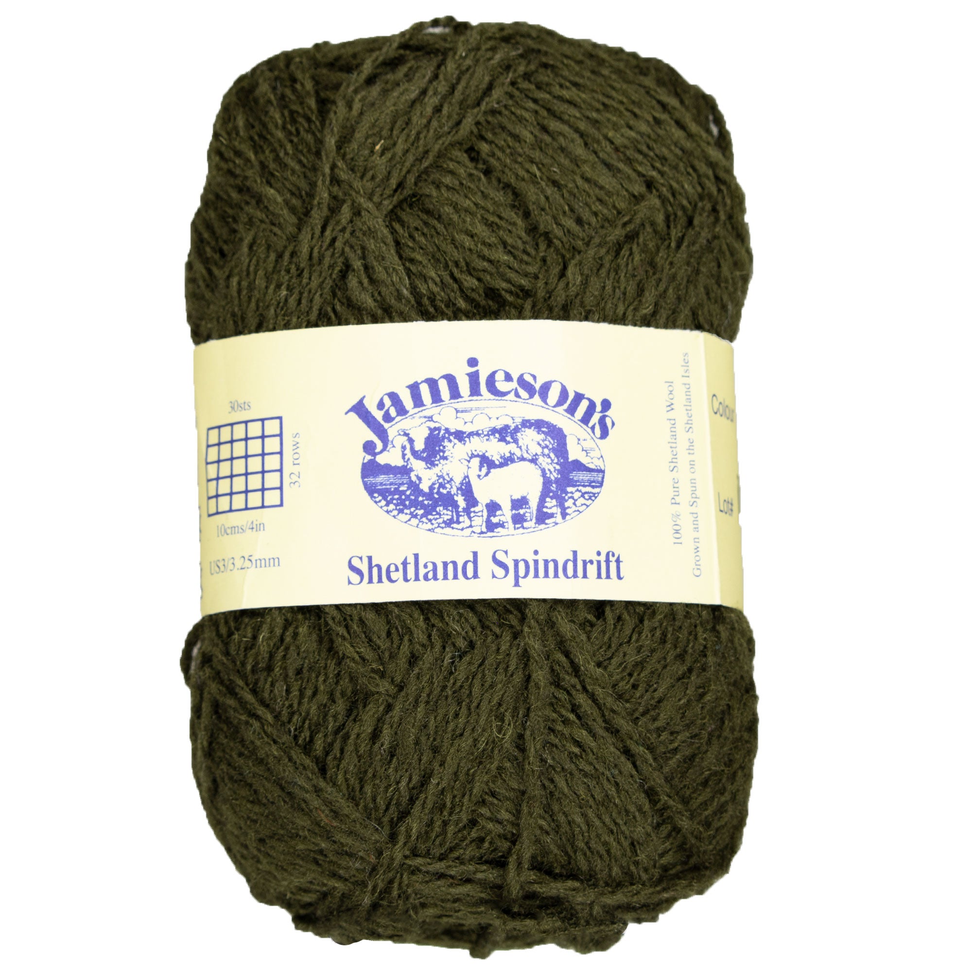 Jamieson's of Shetland Premium Spindrift Yarn - 825 Olive, Ideal for Colorwork Projects