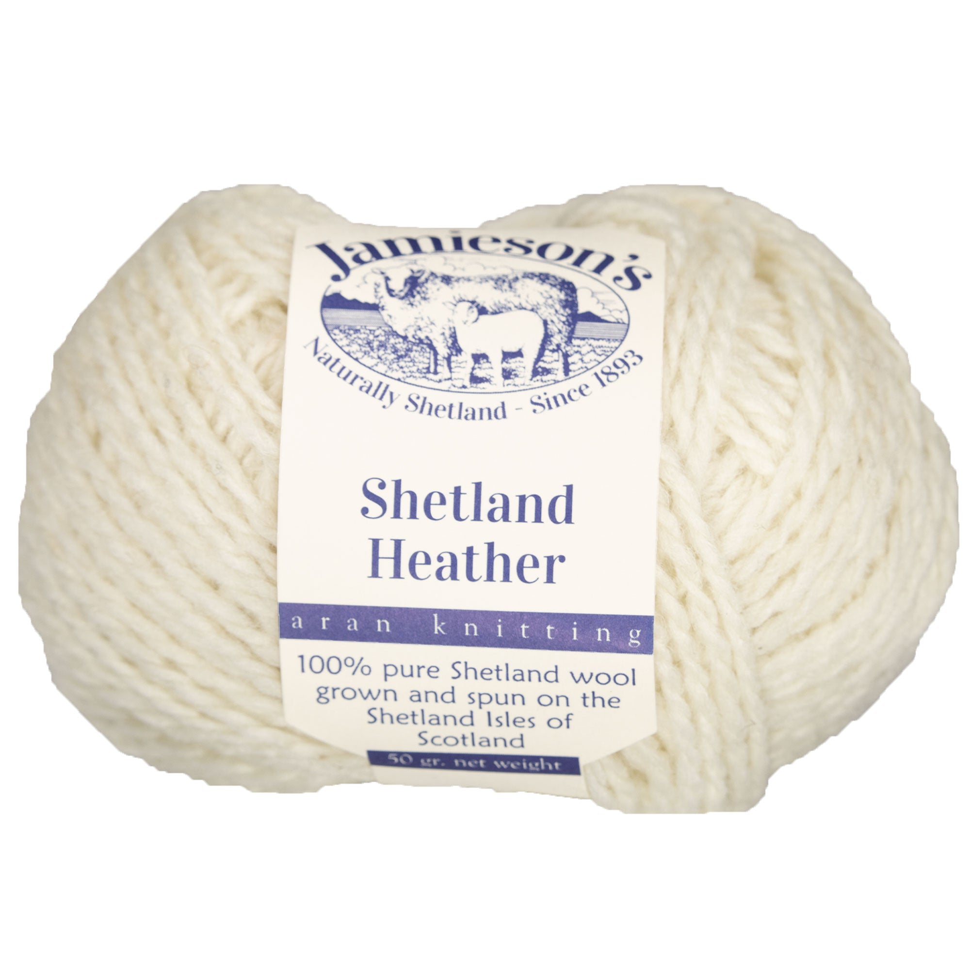 Jamieson's of Shetland Premium Heather Aran Yarn - 104 Natural White for Exquisite Knits