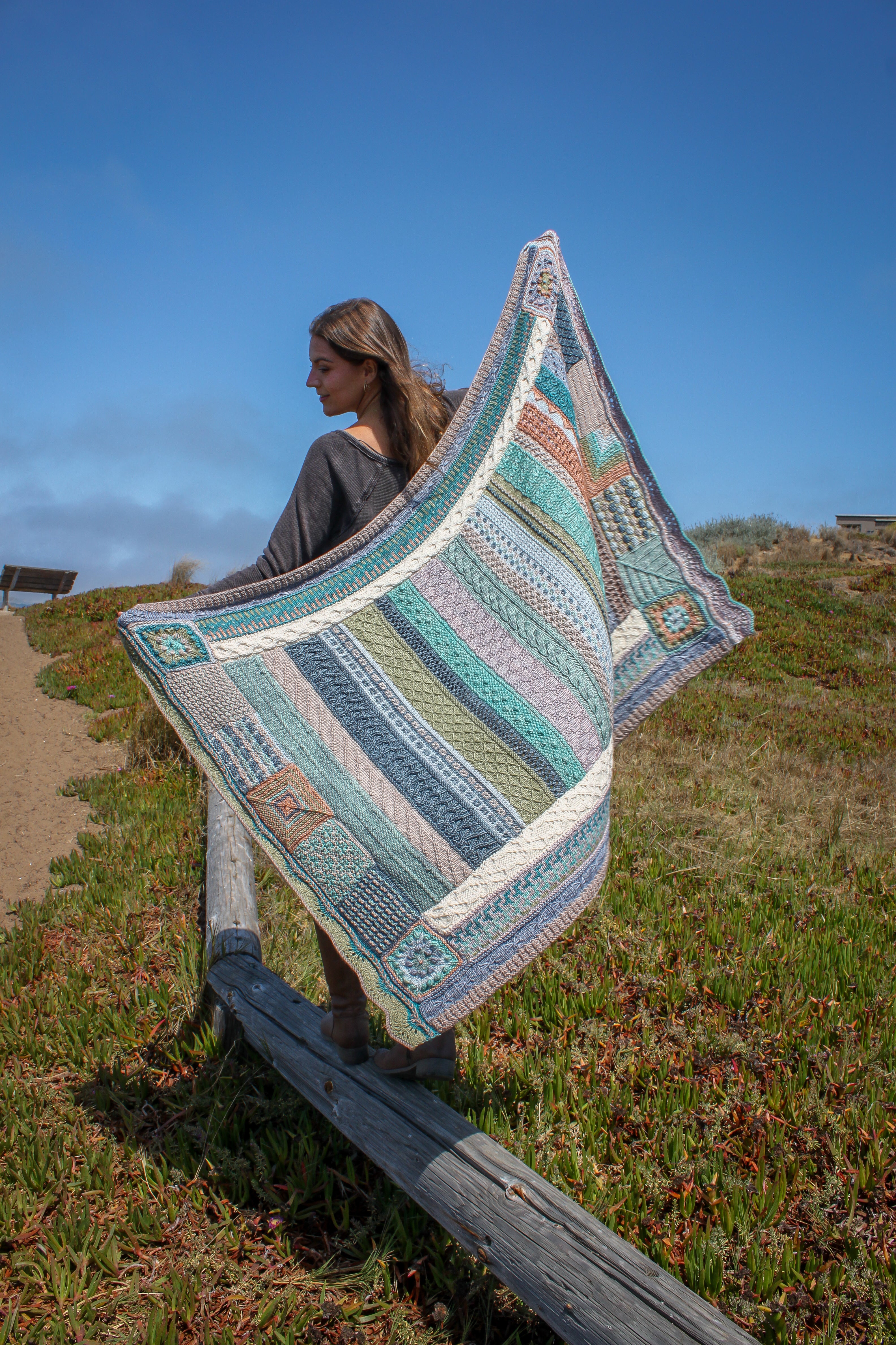 Jimmy Beans Wool 2025 Knit Blanket Club Kits - Beanstalk Worsted Yarn in Beachy Keen Color for Cozy Blanket Making