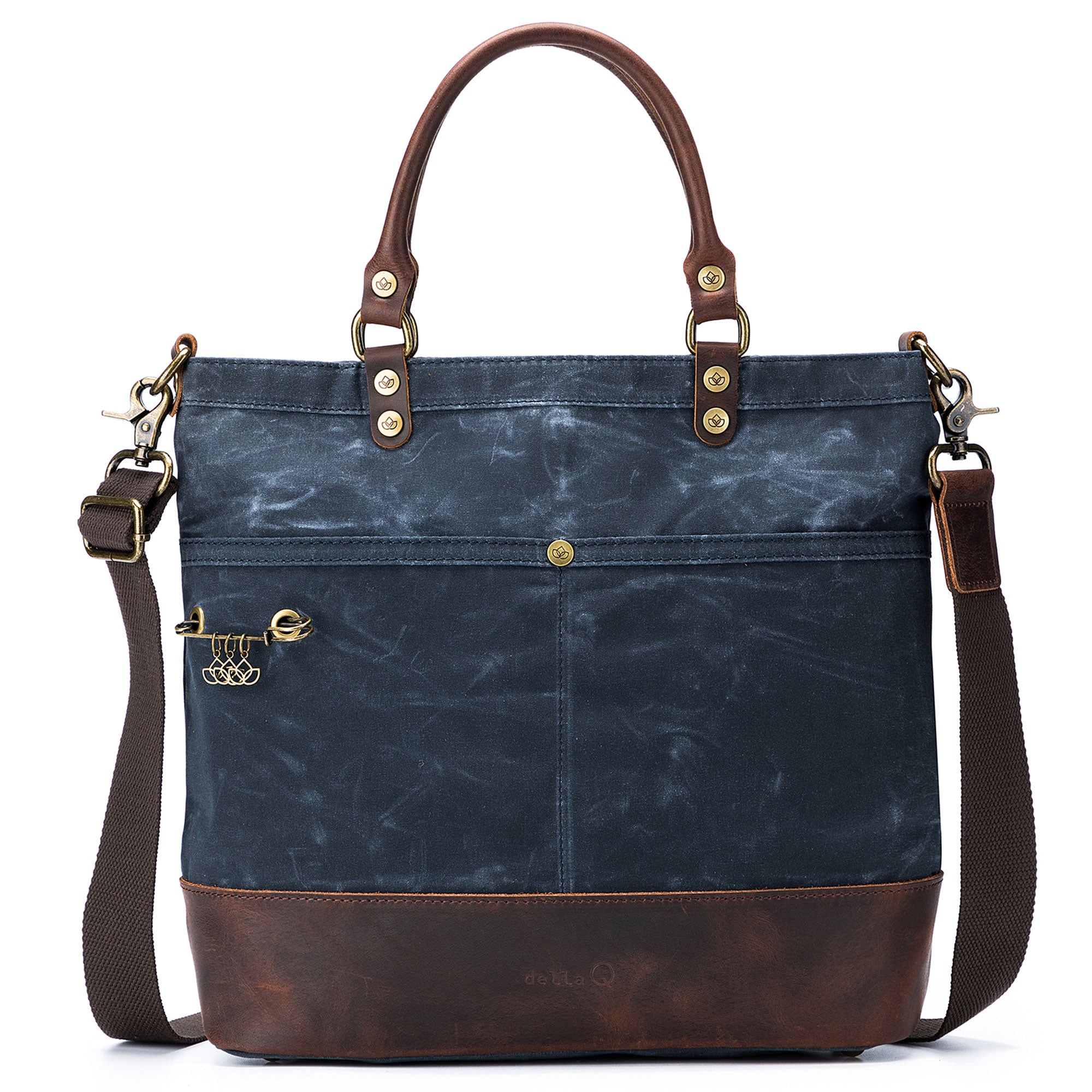 della Q Maker's Blue Canvas Tote - Ideal for Knitters and Crocheters