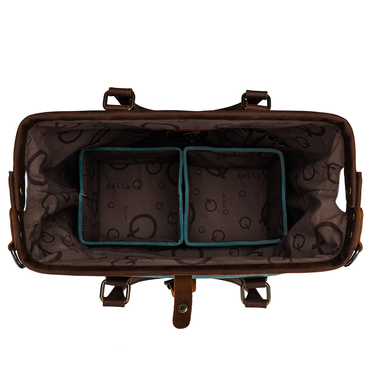 Della Q Stylish Maker's Canvas Satchel in Teal for Knitters and Crocheters