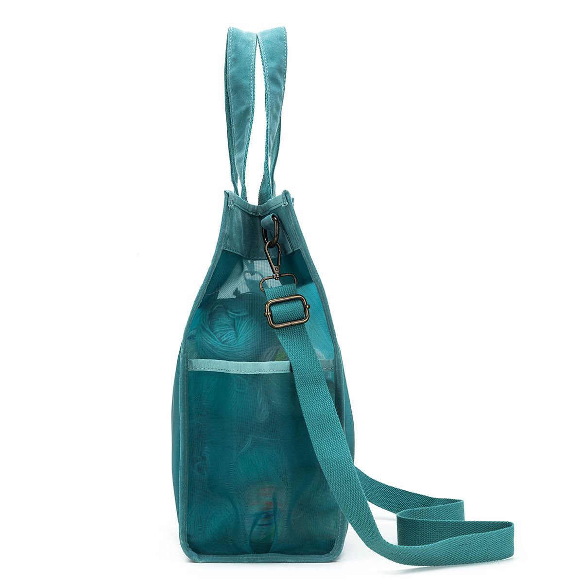 della Q Premium Tall Maker's Mesh Tote - Teal: Ideal for Crafting